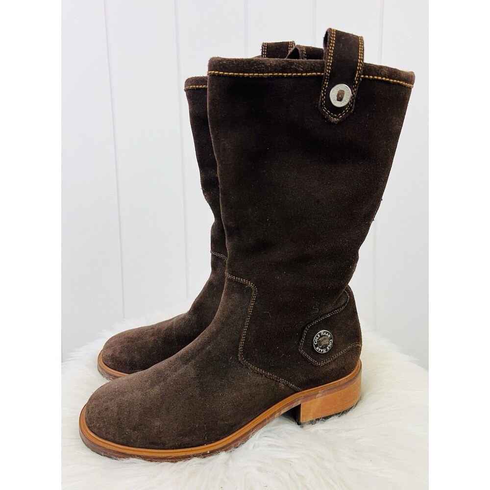 Cole Haan G Series Brown Suede Shearling Lined Boots Brazilian Leather Size 8B